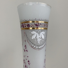 Antique Hand-Painted Opaline Glass Flower Vase