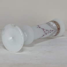 Antique Hand-Painted Opaline Glass Flower Vase
