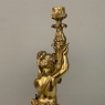 Antique Bronze D'Ore Cherub Statue on Onyx Candlestick