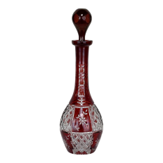 Antique Cranberry Glass Hand-Cut Crystal Decanter