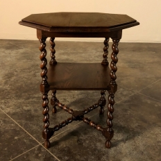 Antique Octagonal Barley Twist End Table ~ Lamp Table