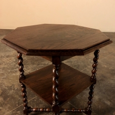 Antique Octagonal Barley Twist End Table ~ Lamp Table