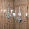 Pair Tuscan Style Hand-Painted Wooden Chandeliers