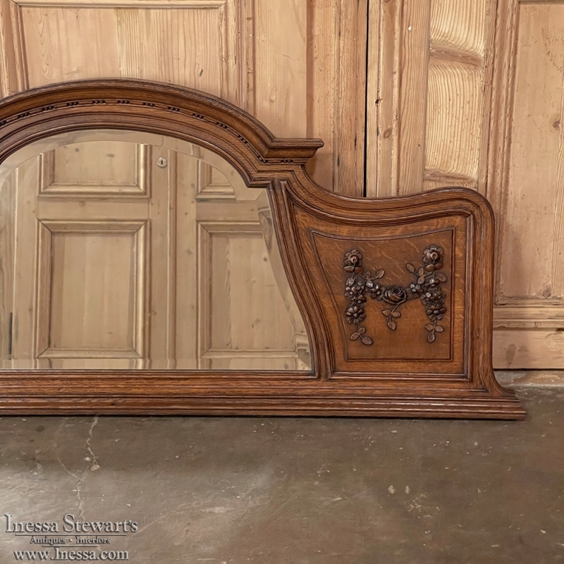 Antique Country French Wall Panel with Beveled Mirror