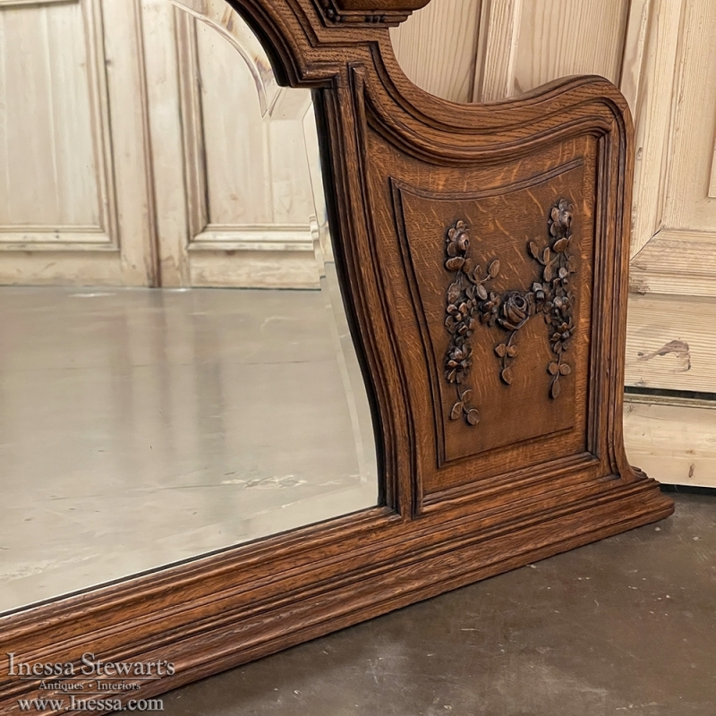 Antique Country French Wall Panel with Beveled Mirror