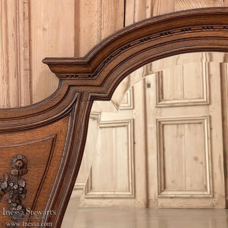 Antique Country French Wall Panel with Beveled Mirror