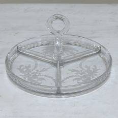 Vintage Etched Glass Serving Dish