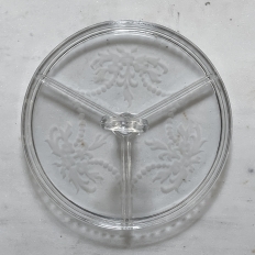 Vintage Etched Glass Serving Dish