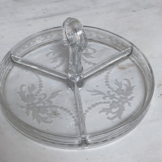Vintage Etched Glass Serving Dish