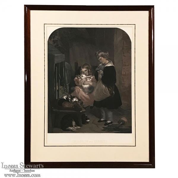 19th Century Framed Hand-Colored Engraving ca. 1870s