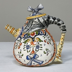 19th Century French Hand-Painted Teapot from Rouen