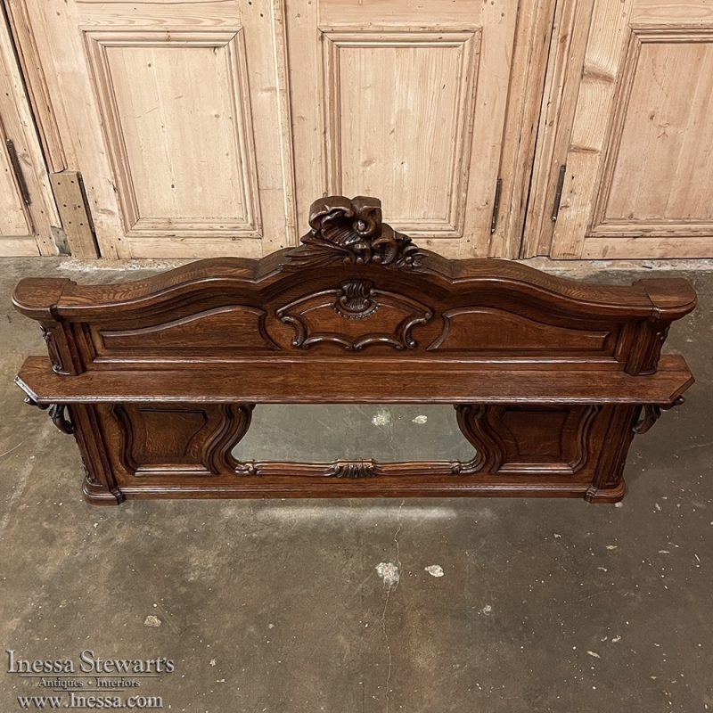 Antique Country French Wall Panel with Shelf and Mirror Inessa