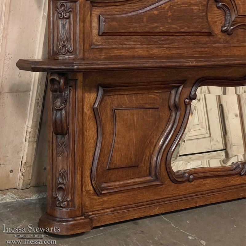 Antique Country French Wall Panel with Shelf and Mirror Inessa