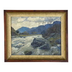 Antique Framed Oil Painting on Board by Lucien Houbiers (1876-1943)