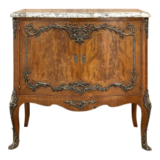 19th Century French Louis XIV Marble Top Mahogany Buffet ~ Cabinet