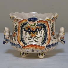 19th Century French Hand-Painted Faience Jardiniere from Rouen