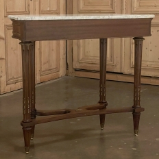 19th Century French Mahogany Marble Top Console with Bronze