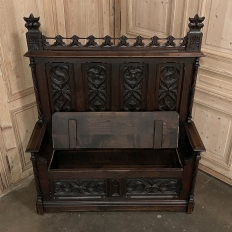 19th Century Three Piece Hall Bench Set with 2 Chairs