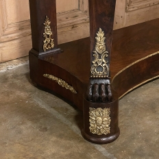 19th Century French Napoleon III Period Mahogany Marble Top Console with Bronze