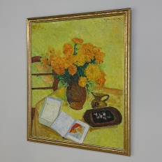 Mid-Century Framed Oil Painting on Canvas by R. Crommelynck