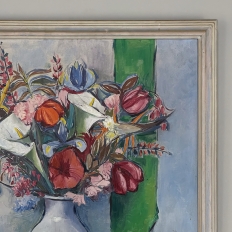 Mid-Century Framed Oil Painting on Canvas by R. Crommelynck