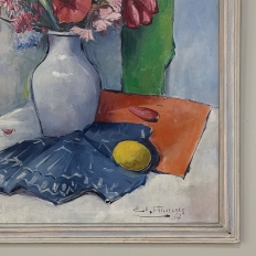 Mid-Century Framed Oil Painting on Canvas by R. Crommelynck