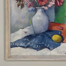 Mid-Century Framed Oil Painting on Canvas by R. Crommelynck