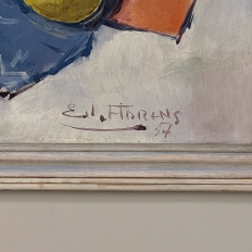 Mid-Century Framed Oil Painting on Canvas by R. Crommelynck