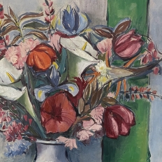 Mid-Century Framed Oil Painting on Canvas by R. Crommelynck