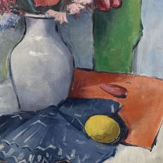 Mid-Century Framed Oil Painting on Canvas by R. Crommelynck