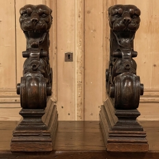 Pair 19th Century French Renaissance Wood Carvings ~ Bookends