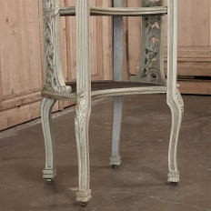 19th Century French Louis XVI Painted End Table with Marble & Cane