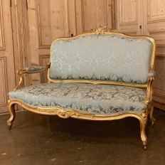 PAIR 19th Century French Louis XV Giltwood Canapes ~ Sofas