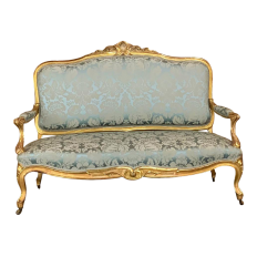 PAIR 19th Century French Louis XV Giltwood Canapes ~ Sofas