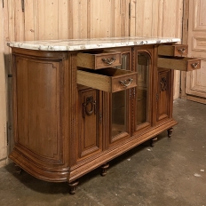 19th Century French Walnut Louis XVI Marble Top Display Buffet