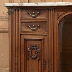 19th Century French Walnut Louis XVI Marble Top Display Buffet