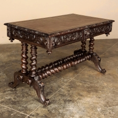 19th Century French Renaissance Leather Top Writing Table