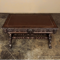 19th Century French Renaissance Leather Top Writing Table