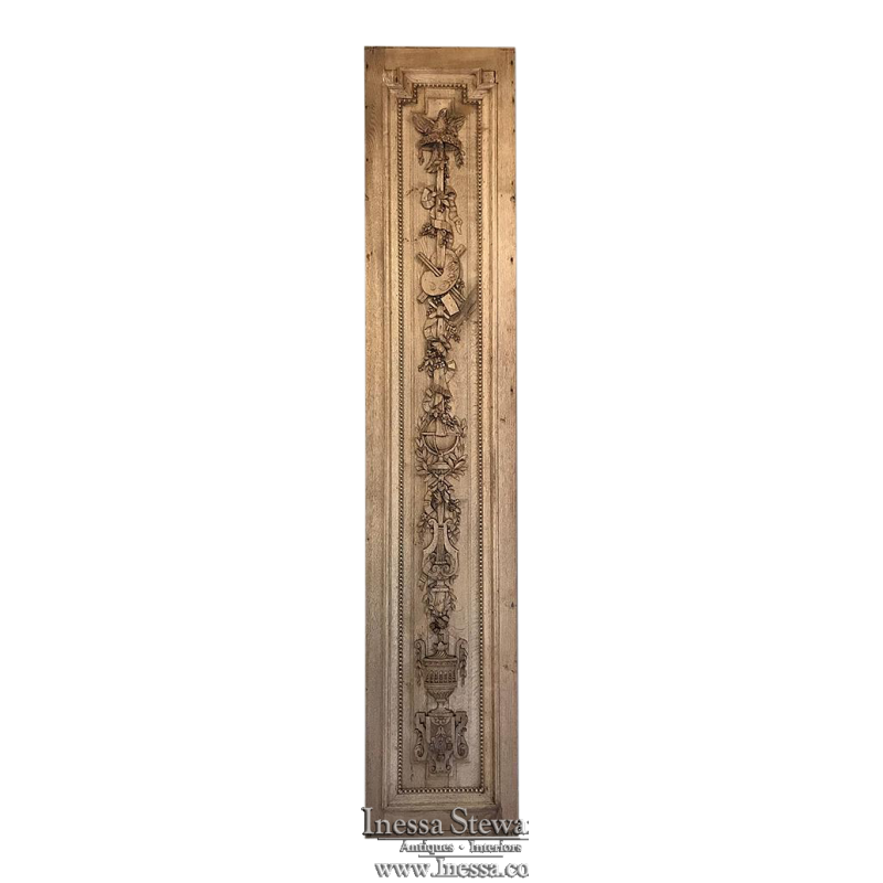 Grand 19th Century French Louis XVI Hand-Carved Oak Panel, over 9 Feet Tall