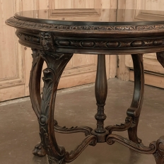 Antique French Louis XIV Round Marble Top End Table