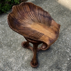 19th Century French Walnut Scallop Shell Musician's Stool