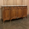 19th Century French Louis XV Walnut Marble Top Buffet with Ormolu