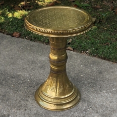 Antique Embossed Brass Lamp Table ~ Gueridon ~ Pedestal