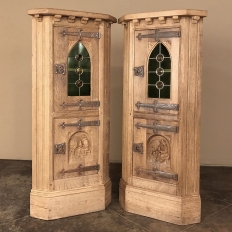 Pair Rustic Vintage Corner Wine Cabinets ~ Vitrines