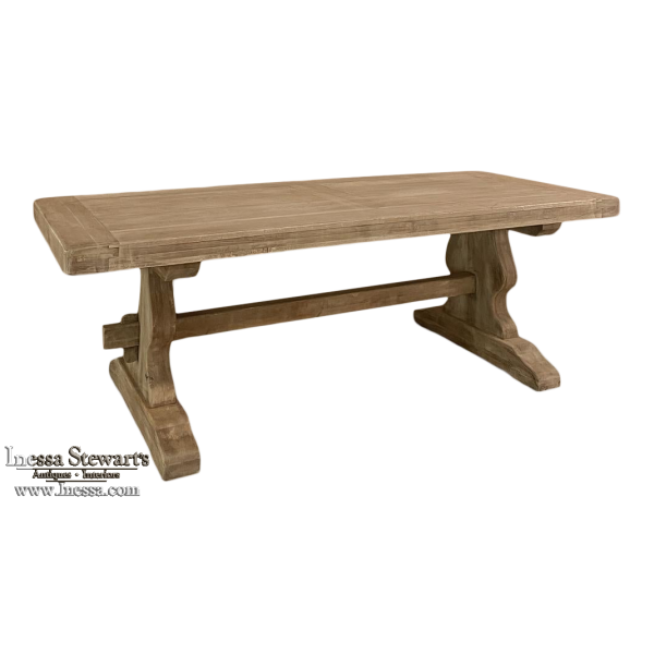 Rustic Stripped Oak Dining Table with Trestle