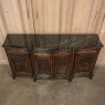 Antique French Louis XV Walnut Marble Top Step-Front Buffet