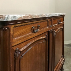 Antique French Louis XV Mahogany Marble Top Buffet 