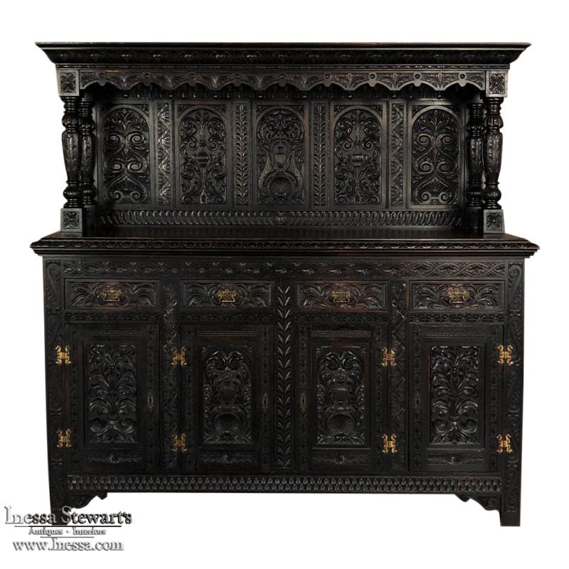 19th Century French Renaissance Buffet with Carved Backsplash