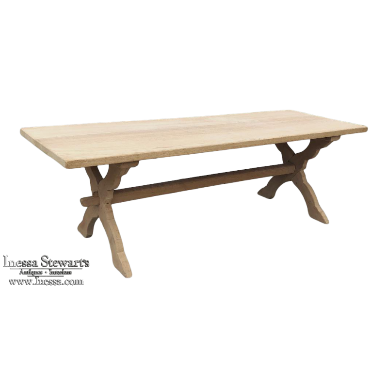 Rustic Trestle Dining Table in Solid Oak with Stripped Finish