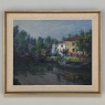 Mid-Century Framed Oil on Canvas Canal Scene, Signed by the Artist